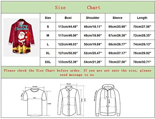 חולצות כפתור לחג המולד של Dsodan לגברים, שרוול ארוך 3D חג המולד עץ שלג הדפס עץ הדפסת חולצות הוואי מסיבת חולצות
