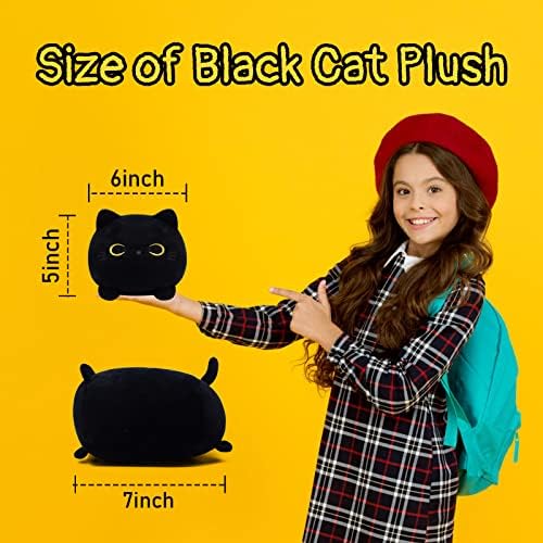 חתול שחור קטיפה, קוואי חמוד ממולא בעלי חיים צעצוע, קוואי חתול קטיפה כרית, 3 ד רך חתול צורת עיצוב המותני בחזרה