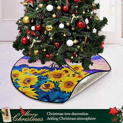 מחצלת עץ חג המולד של ג'ושואן מחצלת שמן מקורי אטום למים צביעת חמניות על מחצלת עץ בד 28.3 אינץ