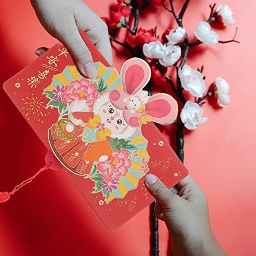 חג המולד דקור חדש שנה אדום מעטפות: 4 יחידות שנה של ארנב אדום מנות 2023 הונג באו מזל כסף מעטפות סיני