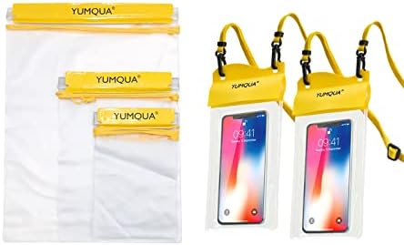 Yumqua 3 חתיכות סט שקיות אטום למים צרור עם 2 חבילות טלפון גדול אטום למים