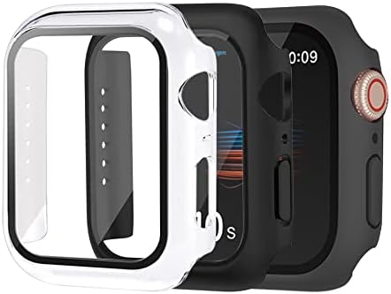 Censera 2-Pack Case Case תואם ל- Apple Watch Series 4/5/Series 6/SE 40 ממ מובנה מגן מסך זכוכית מזג,
