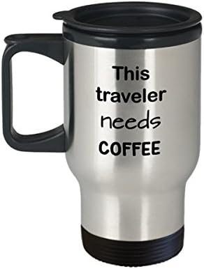 מטיילים ספל מתנה, המטייל הזה צריך קפה, 15 גרם ספל קפה מפלדת אל חלד עם מכסה, מתנת ספל חידוש מטיילים, כוס