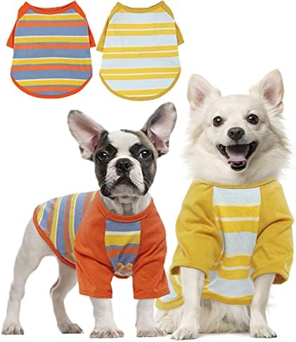 Dentrun 2 חבילות פס חולצות כלבים לחולצות קטנות בינוניות בגור גדול בגדים בגדים קלים בגדים רכים בגדים רכים