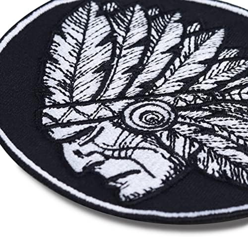 ראש כיסוי ראש הודי תפור על טלאים - ברזל על טלאים לאמריקאים הילידים, הודי אמריקאי, שבטי - אפליקציה תרבותית