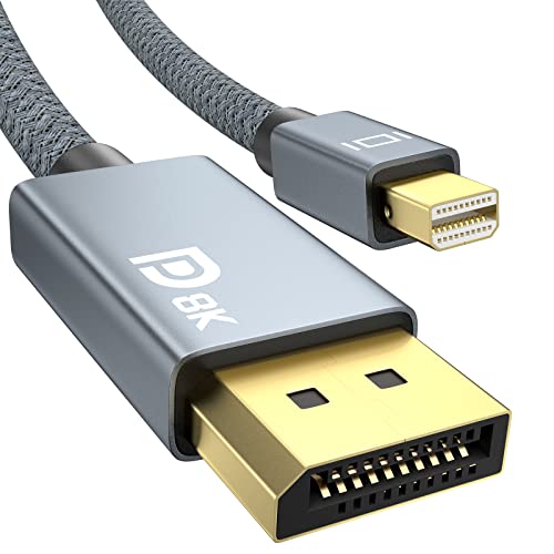 Ult-wiiq 8k mini displayport לכבל DisplayPort 6.6ft, מיני DP ל- DP 1.4 כבל, תומך 8K@60Hz, 4K@144Hz, 2K@240Hz,