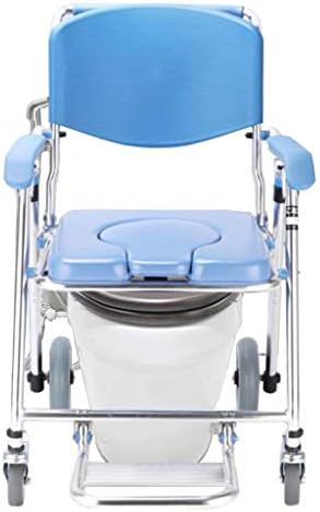 מקלחת כיסא אסלת אמבטיה נייד המיטה שידה כיסא עם גלגלים, אלומיניום עם מרופד מושב 150 קילוגרם קיבולת