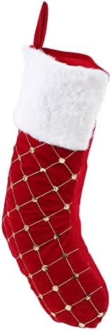 גרבי חג המולד של Pretyzoom קטיפה גרבי חג המולד תיק מתנה תיק תלייה לחג חג המולד קישוטי מסיבות אדום