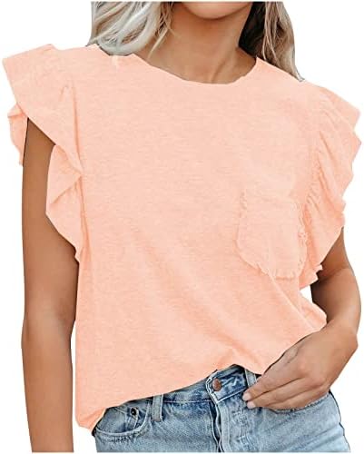 צמרות פרעיות לנשים - חולצות צמרות קיץ שרוול מזדמן עגול צוואר עגול גופיות טוניקה גופיות טיול חולצות
