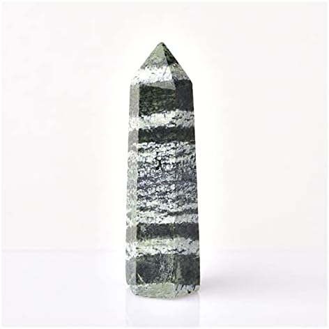Binnanfang AC216 1PC אבן טבעית גביש נקודת זברה ירוקה פסי זברה ריפוי Obelisk קוורץ שרביט מגדל לעיצוב