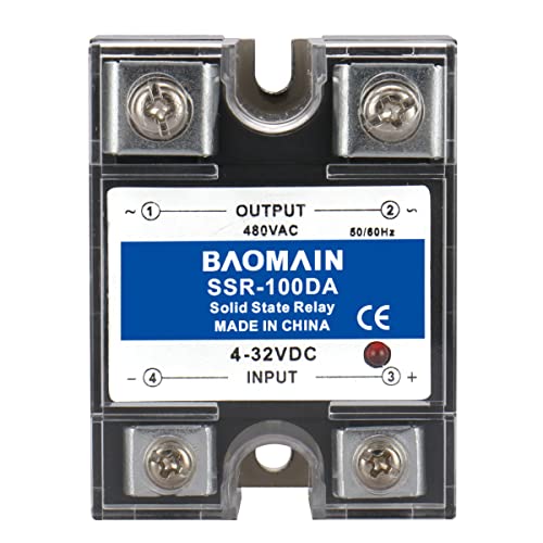 BAOMAIN מודול ממסר מצב מוצק SSR-100DA 100A 4-32VDC / 480VAC DC לוויסות התנגדות AC