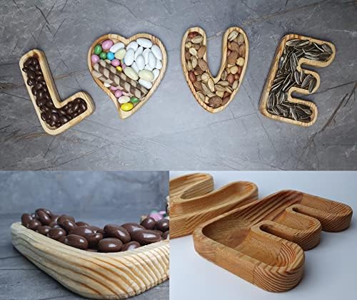 קערת אגוזים של Avior עם מכתבי אהבה • מכתבי אהבה מעץ • צלחת אגוזים • מנה הגשה • קערת סוכריות