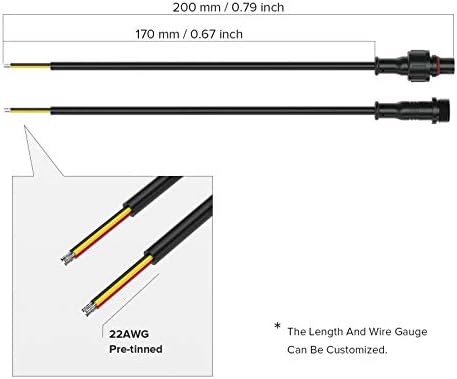3 פינים חשמל מחבר 22 אוג אייפ65 זכר נקבה מחבר 7.87 ב / 20 סמ הארכת כבל עבור רכב,משאית, סירה, פנימי / חיצוני