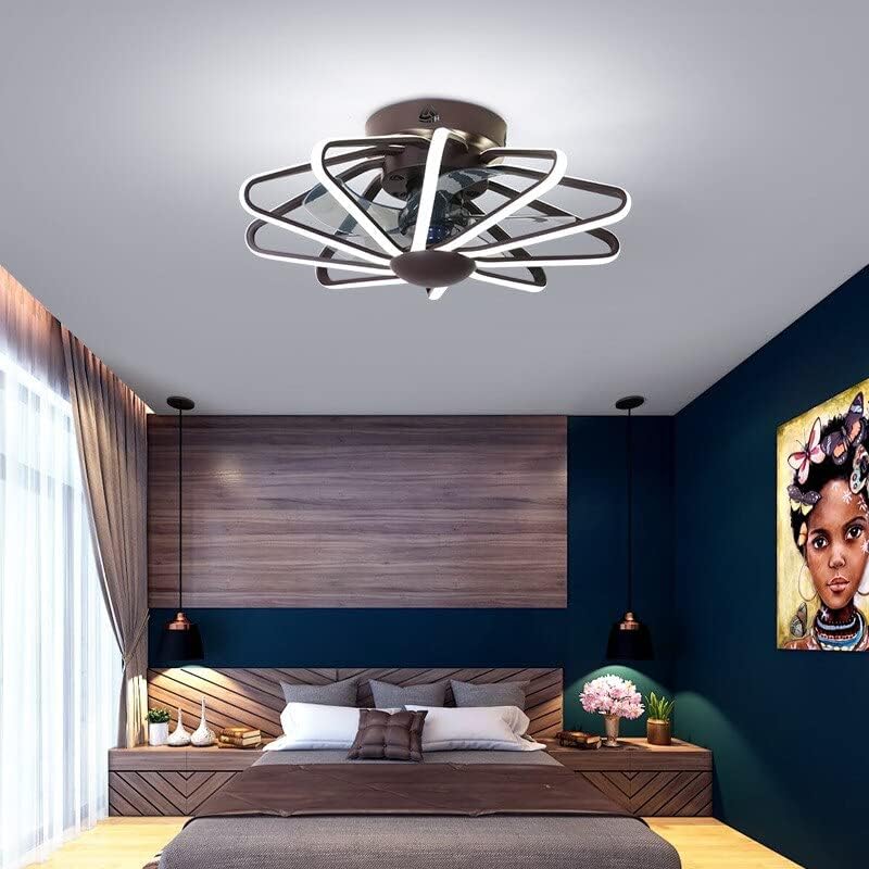 Chezmax LED מאוורר תקרה עם אורות שלט רחוק עיצוב הבית מנורת מנורת סלון סלון Bedrpoom AC 110V/220V LED LED מנורת
