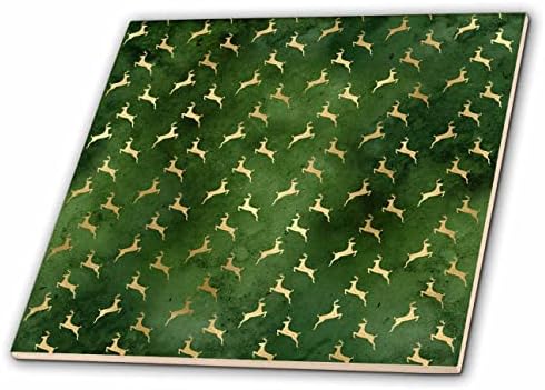 3רוז די ירוק ותמונה של דפוס איילים זהב-אריחים